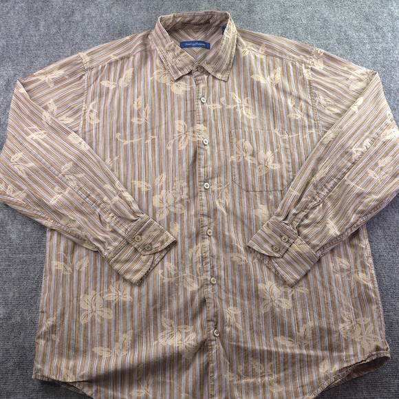Tommy Bahama Other - Tommy Bahama Shirt Large Brown Floral Long Sleeve Button Up Silk Blend